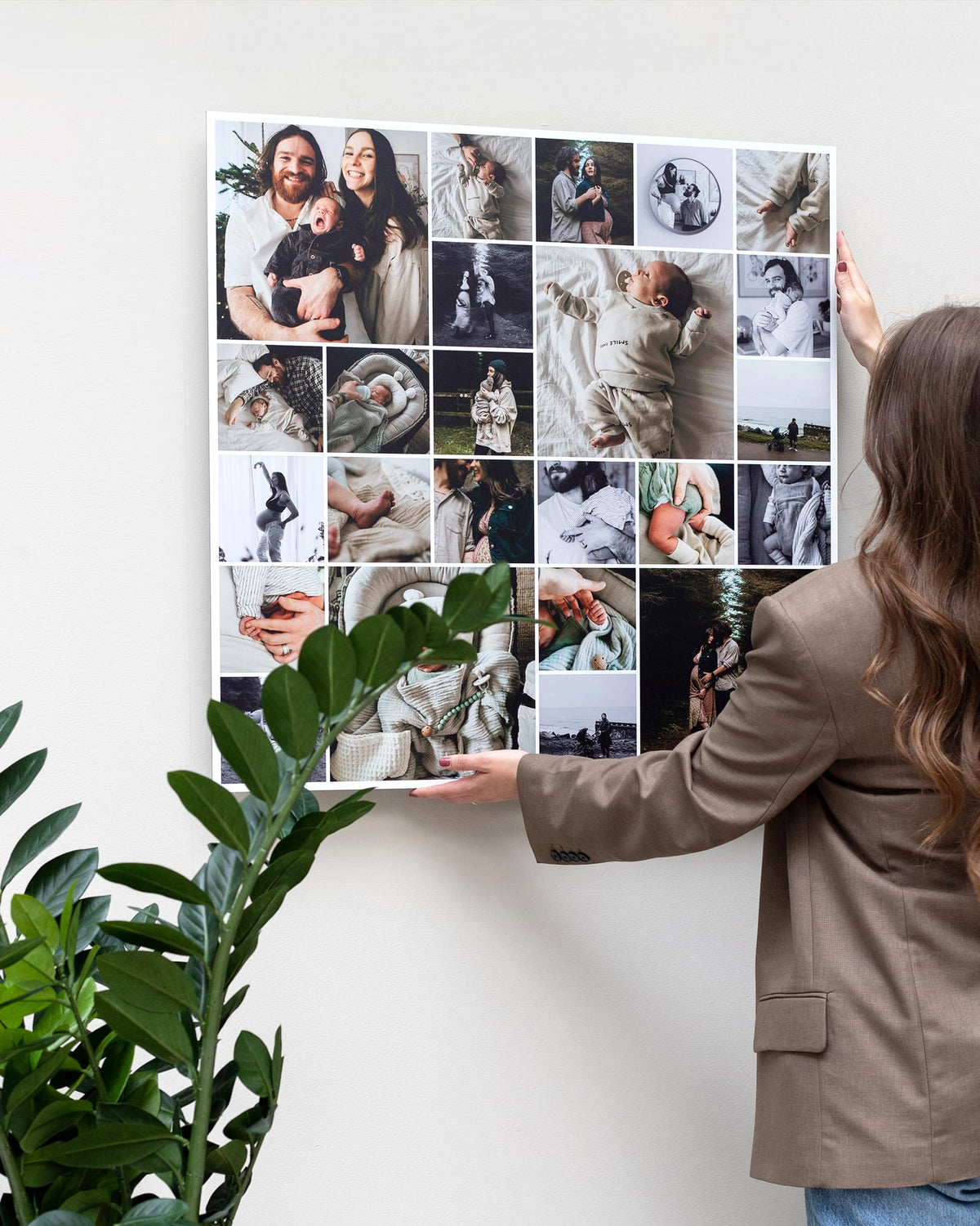 Collage photo sur aluminium carré — vos propres photos sur Dibond, fabriqué à la main aux Pays-Bas