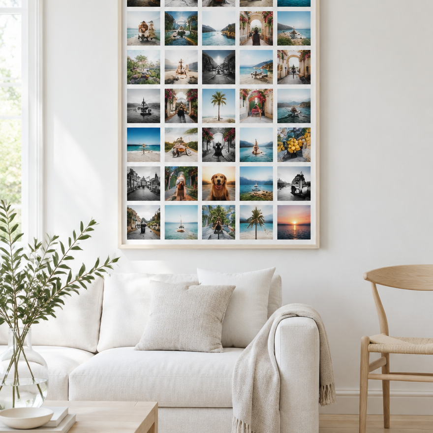Grande toile photo Instawall Canvas Portrait avec cadre baklijst clair au mur
