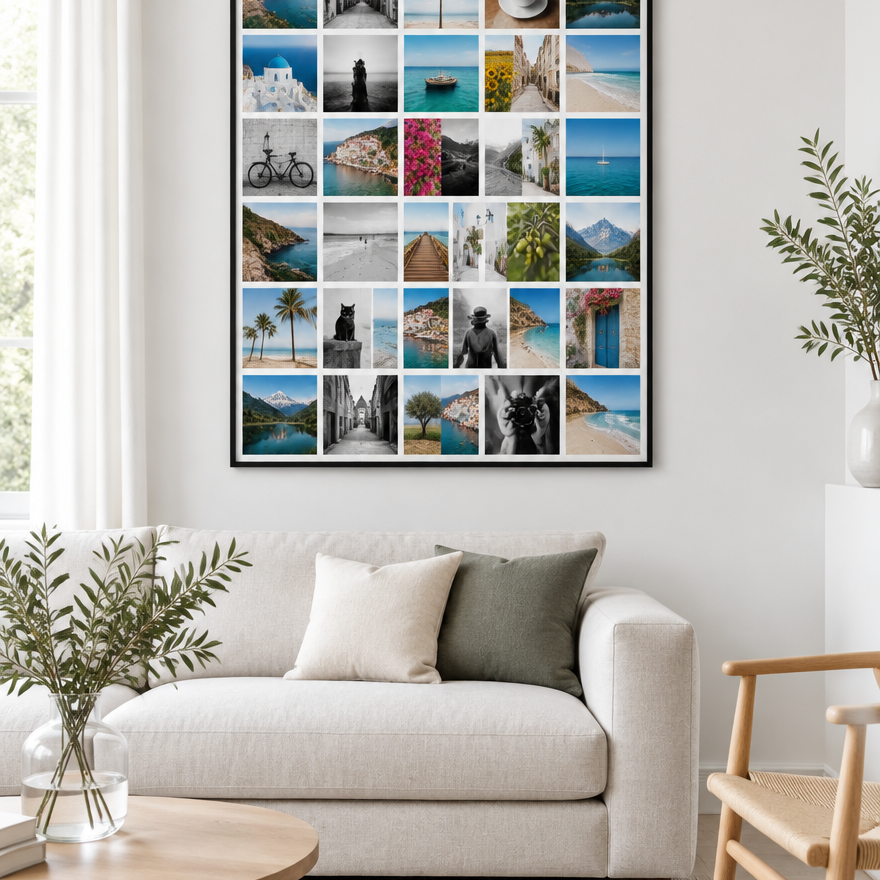 Grande toile photo Instawall Canvas Portrait avec cadre baklijst noir au mur