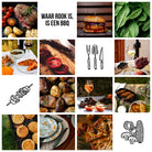 Instawall Tuinposter Square 1:1 fotocollage met grillgerechten en verse ingrediënten als wanddecoratie buiten