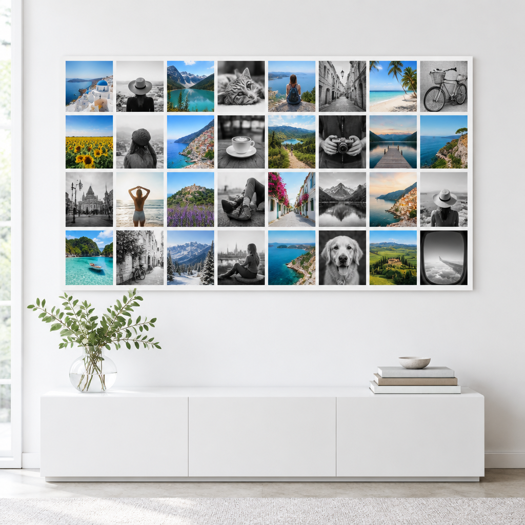 Verschillende canvasformaten aan de muur