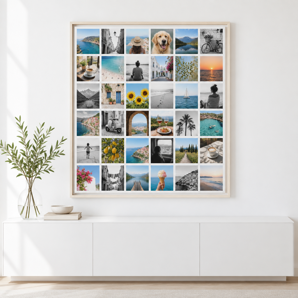 Toile photo Instawall Canvas Square avec cadre baklijst clair au mur