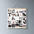 Instawall Print fotocollage met vele foto's in houten kader aan muur